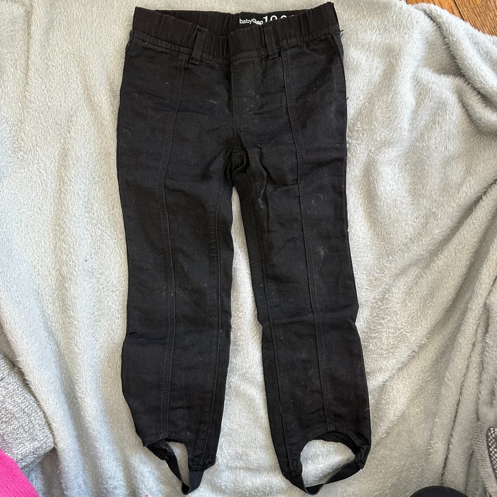 Baby Gap 1969 Black Skinny Pull On Stirrup Pants Sz 4 yrs